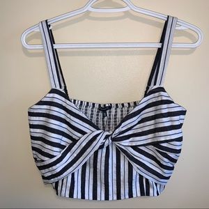 Striped Knotted Cropped Tank